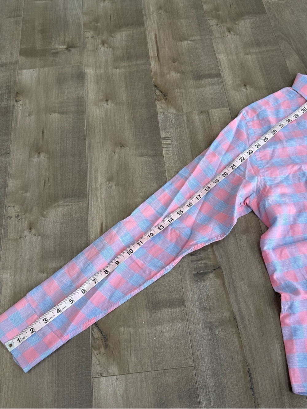 UNTUCKit Long Sleeve Button Up Shirt Linen Blend Check Medium Pink Red Blue Pock - Picture 7 of 7